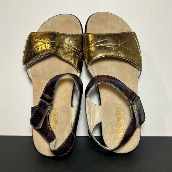 Womens ALEGRIA Special Lady Jesa Gold Ankle Strap Sandals / Size 7-7.5 - Picture 5 of 8
